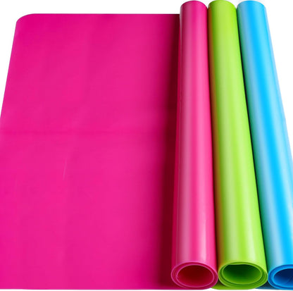 LEOBRO Silicone Mats, 3 PCS 15.7”x 11.7” Silicone Mats for Crafts, Resin Molds, Play Dough Mat for Resin, Clay, Craft Supplies, Orange & Purple & Blue