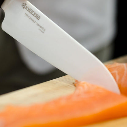Kyocera Advanced Ceramic Revolution Series 6-inch Nakiri Vegetable Cleaver, Black Handle, White Blade