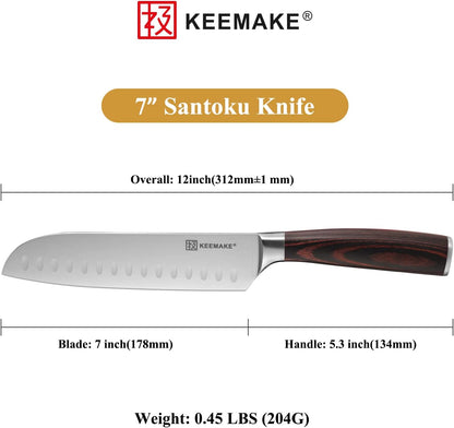 KEEMAKE Kitchen Knife Set of 5 - Kitchen Knives 1.4116 High Carbon Stainless Steel Blade, Professional Chef Knife Set, Razor Sharp Knives with Ergonomic Pakkawood Handle for Home Cooking