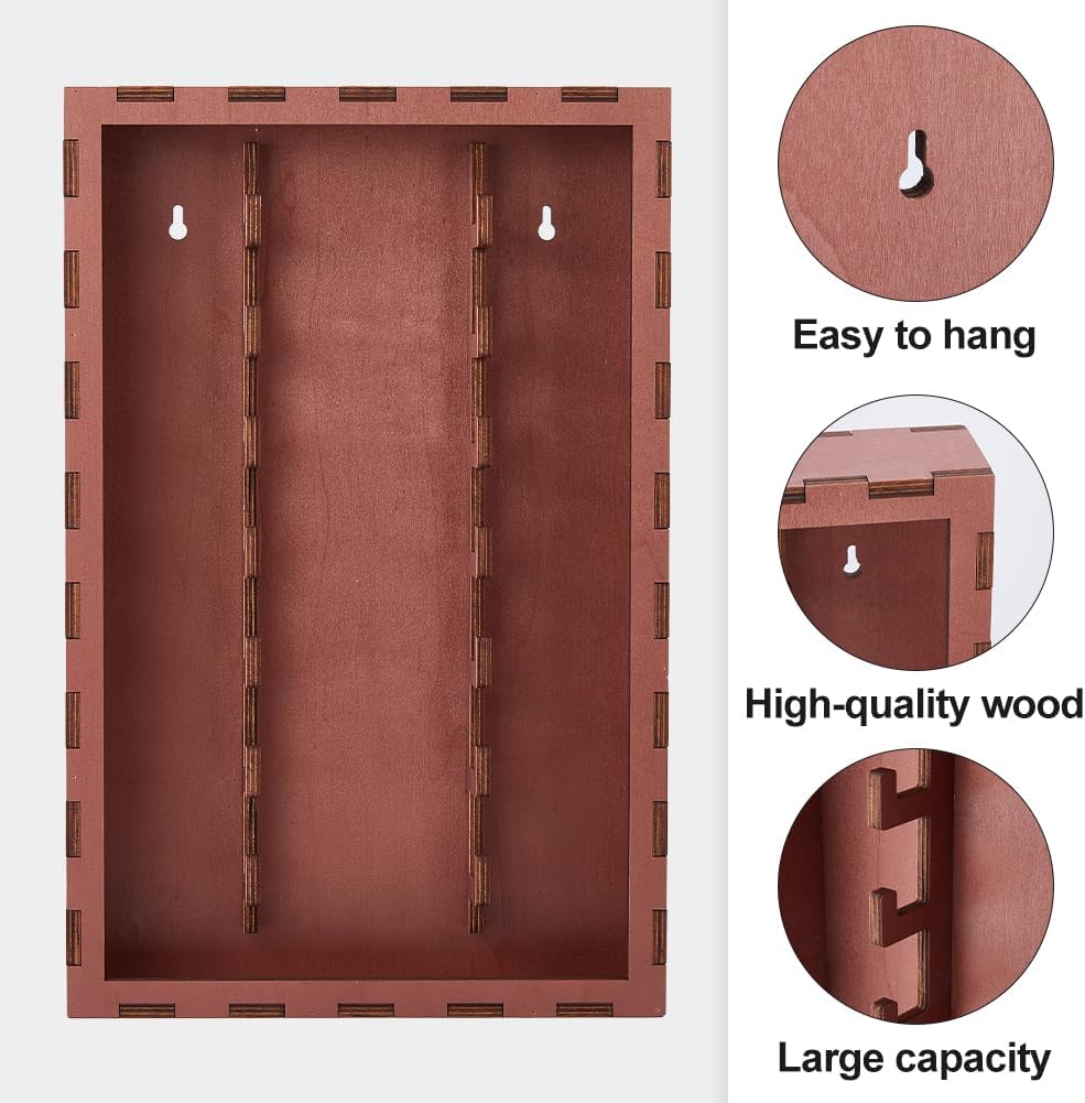 DICOSMETIC 7 Layer Wood Pocket Knife Display Case 16.73x10.83x2.36 Inch Wall Mount Knives Collection Display Holder for Collection and Storage, Holds up to 7 Knives