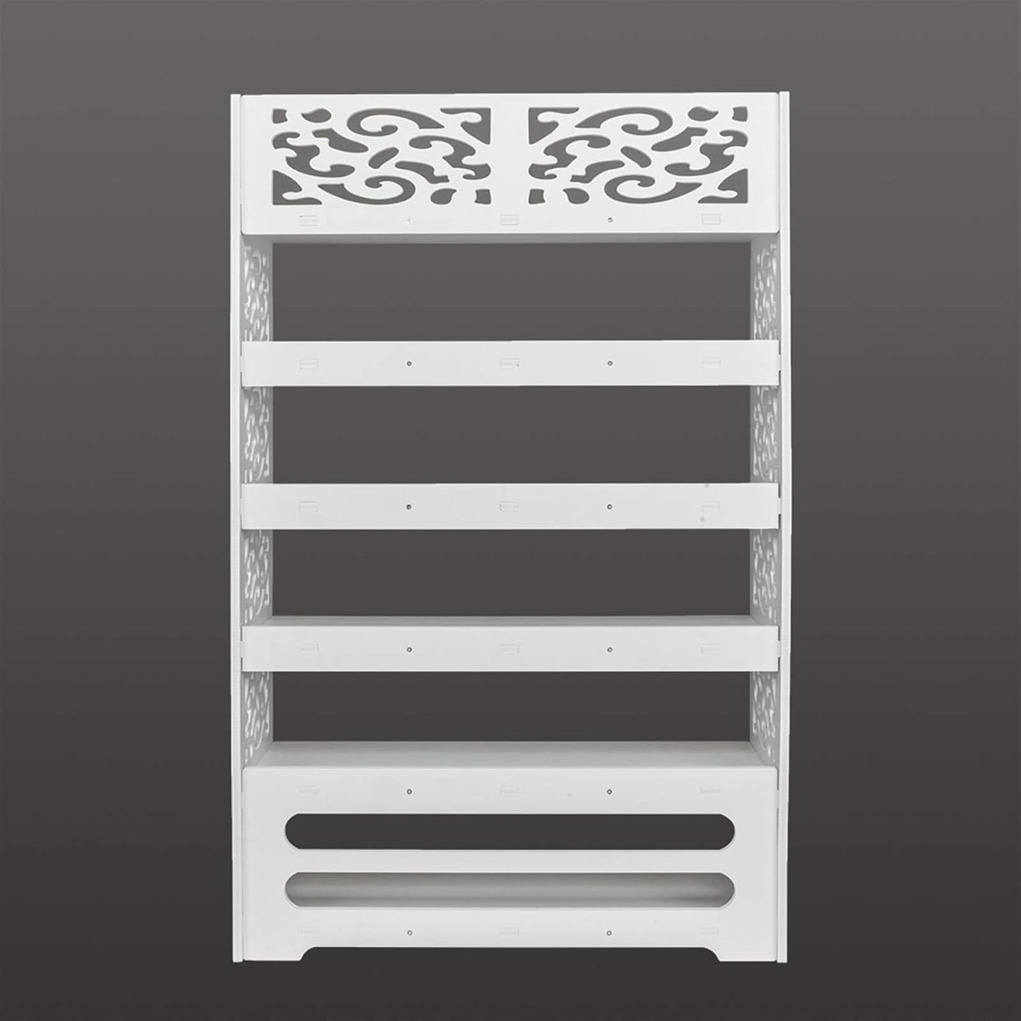Wood-Plastic Board Six Tiers Carved Shoe Rack White B