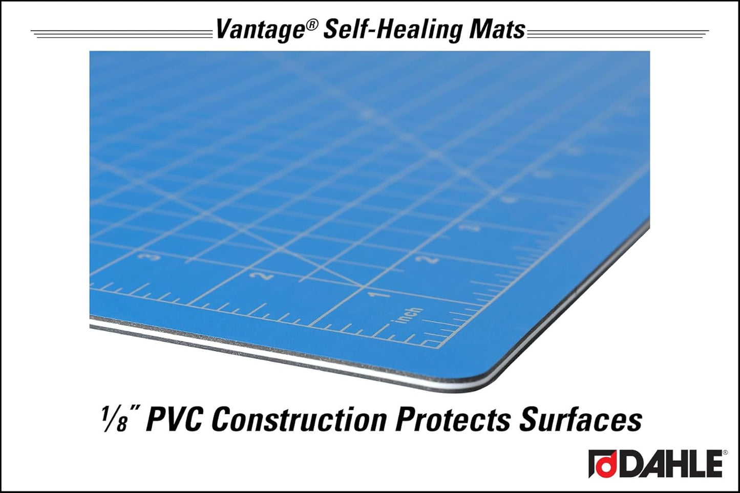 Dahle Vantage 10680 See-Through Premium Self-Healing Cutting Mat, 9"x12", 1/2" Grid, 5 Layers for Max Healing, Perfect for Crafts & Sewing, Clear