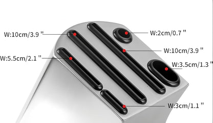 Modern Stainless Steel Universal Knife Block, Curved Hollow Design Kitchen Knife Holder for Countertop Storage