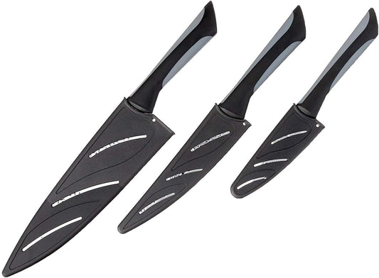 kai PRO Luna 3 Piece Starter Knife Set, Kitchen Knife Set, Includes 8" Chef's Knife, 3.5" Paring Knife, and 6" Utility Knife, Hand-Sharpened Japanese Kitchen Knives,Silver