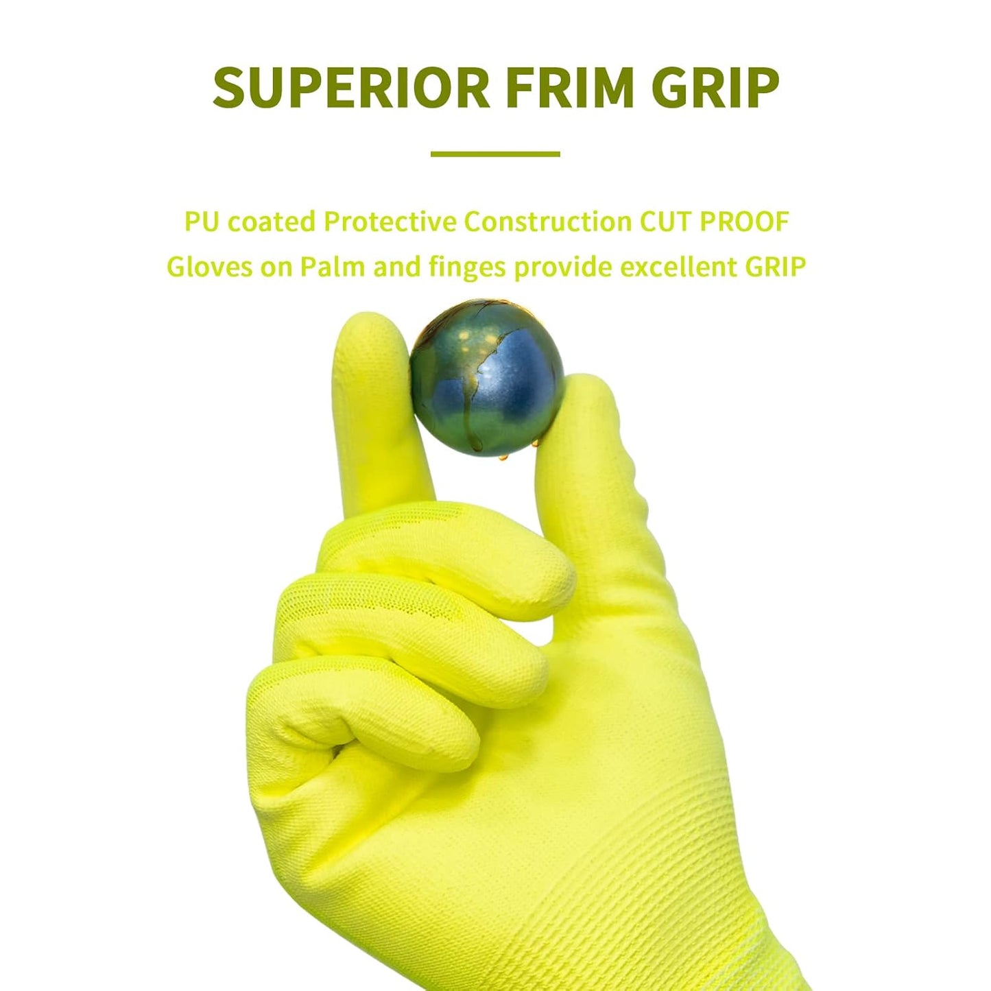 6 Pairs Cut Resistant Gloves, CE Level 3 ANSI CUT 3 Protective Cutting Work Gloves for Women and Men, Firm Grip Construction Mechanics Gloves and Gardening Gloves(Yellow,XL)