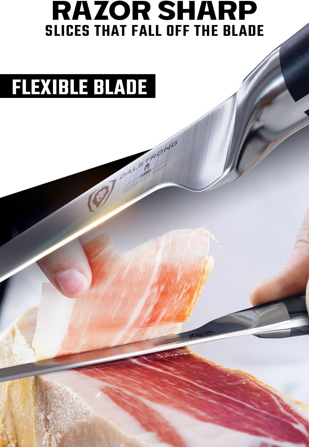 Dalstrong Spanish Style Meat & Ham Slicer - 12 inch - Gladiator Series Elite - German High Carbon Steel - w/Sheath - NSF Certified