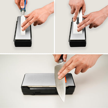 SHARPAL 162N Double-sided Diamond Sharpening Stone Whetstone Knife Sharpener |Coarse 325 / Extra Fine 1200 Grit | Storage Case with NonSlip Base & Angle Guide (8 in. x 3 in.) Fathers Day Gift