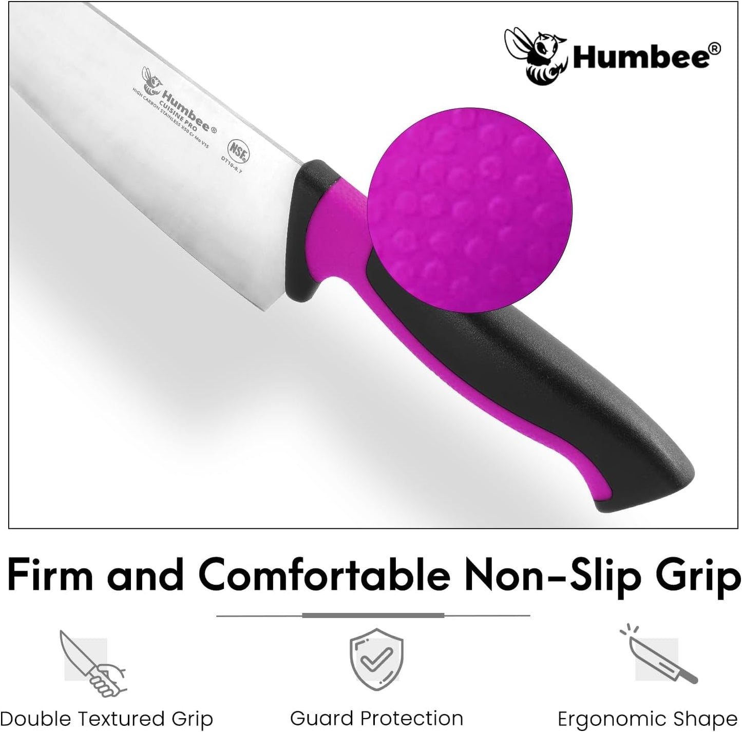 7.5-Inch Nakiri Knife, High Carbon Stainless Steel Hollow Grind Blade, Razor Sharp Edge, Ergonomic Non-Slip Handle, Cleaver Style, DT-50 Series, Orange
