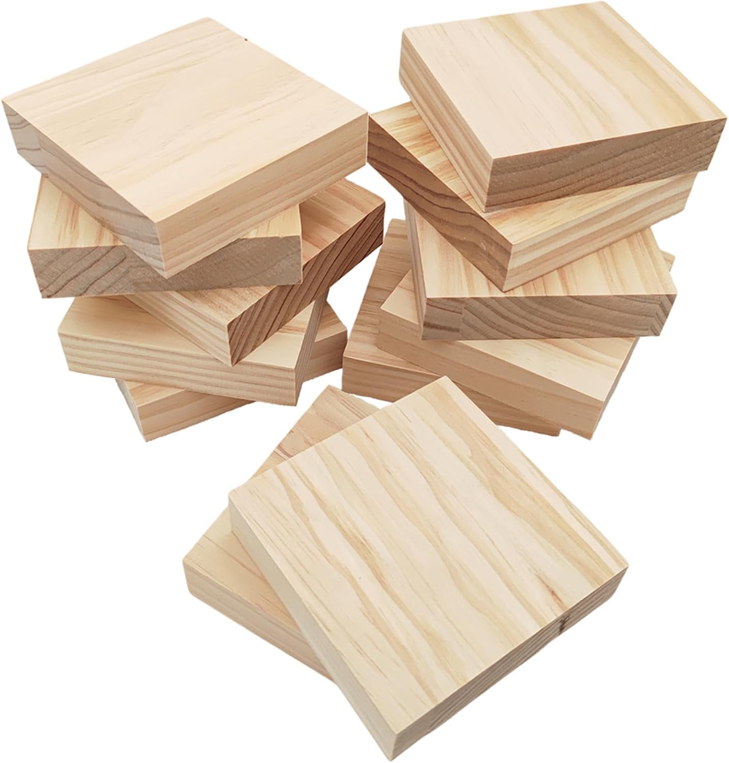 6PCS Unfinished Wood Square Blocks for Crafts, 6x6x1in Blank Wooden Squares Pine Wood Boards for Carving,DIY Wood Coasters,Painting & Burning