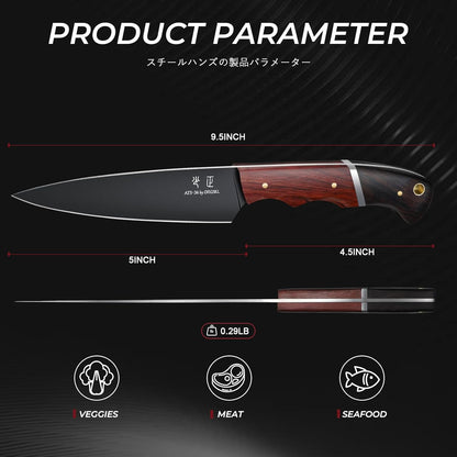 DRGSKL Boning Knife 7 inch - Brisket Trimming Knives for Meat Cutting, Black Butcher Slicing Knives with Full Tang Handle, Kitchen Fillet Knife for Birthday Dad Mom Gift