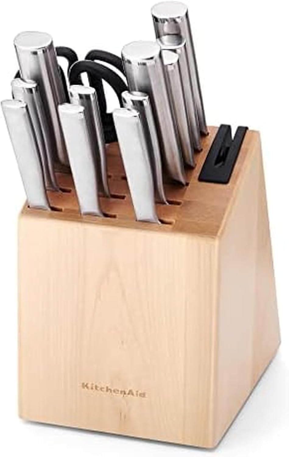 KitchenAid Gourmet Knife Block Set with Built-in Sharpener, 15-Piece, Stainless Steel