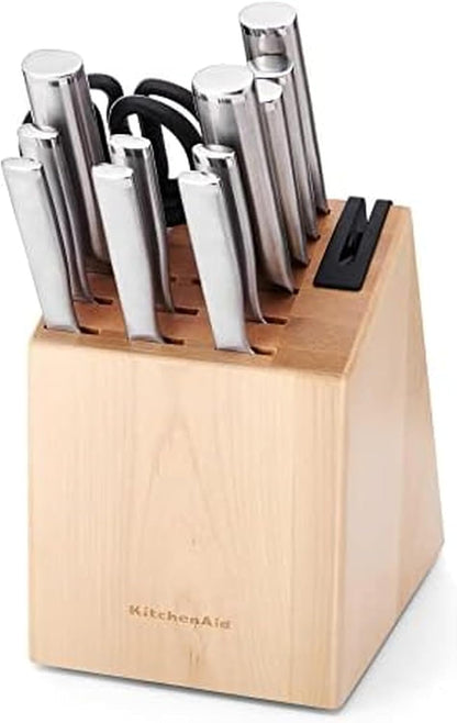 KitchenAid Gourmet Knife Block Set with Built-in Sharpener, 15-Piece, Stainless Steel