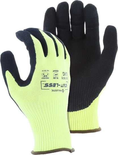 Majestic Cut-Less Korplex Glove with Sandy Nitrile Palm | 12 Pair - MED | 13 Gauge Liner, ANSI A9, Extreme Cut Resistance, Breathable, Gray/Black | for Automotive, Industrial, Manufacturing | 35-7675