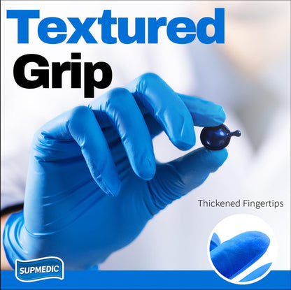 Supmedic Disposable Nitrile Gloves, 5Mil Chemical Resistant Powder-Free Latex-Free Glove Exam Cook Tattoo, Black Blue 100Pcs