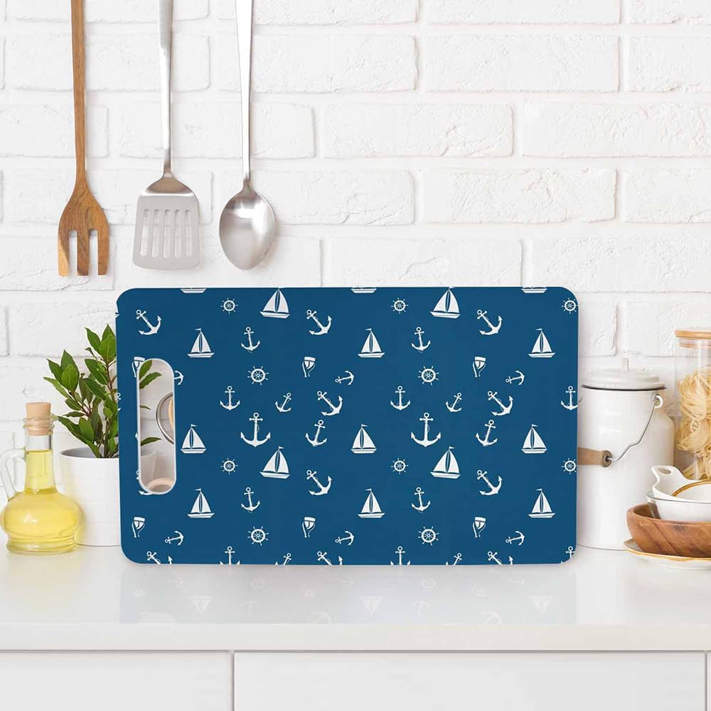 Coffee Set Cutting Board with Handles Coffee Maker Muffin Cup Flower Hot Drink Love Cutting Boards Plastic Safe Chopping Board for Kitchen 16" x 10" x 0.24"