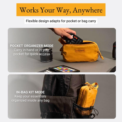 LOCHBY® Venture Pouch | Multipurpose Tactical Tool Bag | Water Resistant Waxed Canvas | Dual-Sided Zipper Pouch | for Motorcycle, Bike, EDC, Pen, Pencil, Art, Tech & Travel