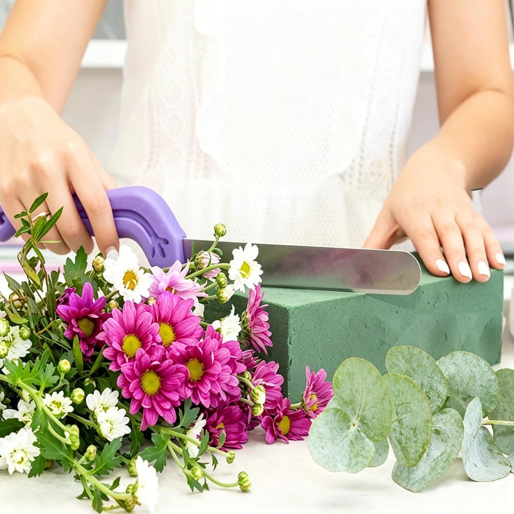 Tinsow Floral Foam Knife Florist Professional Cutting Knife for Flower Foam Block, Cake, Fruit, Utility Tool for Flower Clay Blocks (Light Purple)