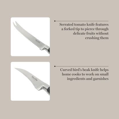 Martha Stewart Carverton 10" Hollow Edge Slicer Knife, High Carbon Stainless Steel Kitchen Knives w/Black Triple Riveted Handle