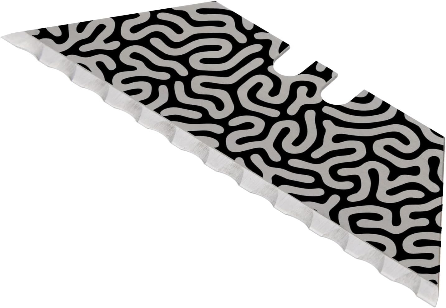 NDZ Performance Serrated Steel Blade Replacement for Utility Knife & Box Cutters, Custom Double Sided Laser Engraved Designs, Silver - Skull - 3 Pack