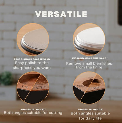 Rolling Knife Sharpener Kit – Multi-Angle Kitchen Knife Sharpening Tool for Razor Sharp Edges – Diamond Roller Sharpener with Magnetic Base – 15, 17, 20, & 22 Degrees