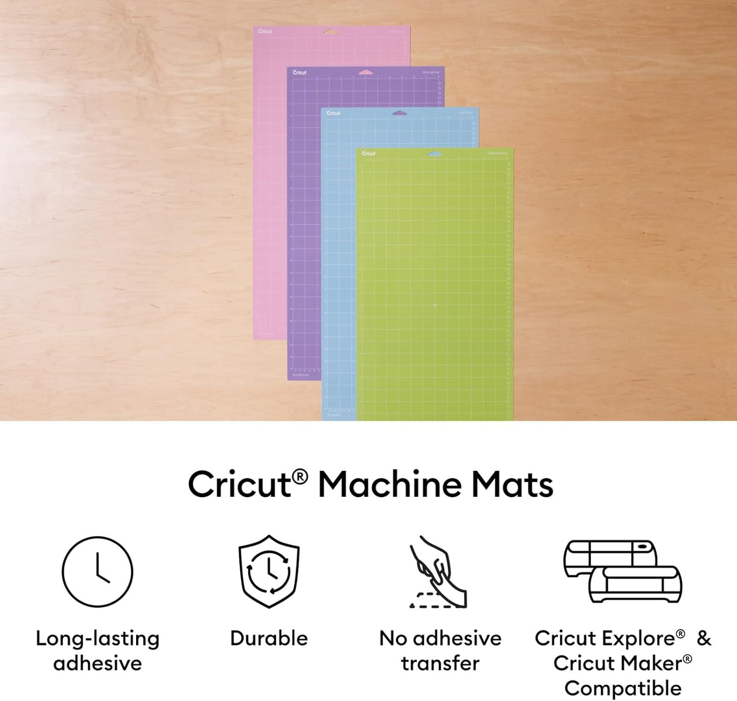 Cricut Cutting Mat Variety Pack (8 Count, 12in x 12in) - for Explore & Maker Machines - Includes 4 StandardGrip, 2 LightGrip, 2 StrongGrip
