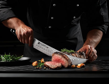 WIZEKA 10 inch Damascus Serrated Bread Knife for Homemade Bread: Razor Sharp VG10 Damascus Steel Multifunction Serrated Knife for Slicing Homemade Bread, Bagels, Cake