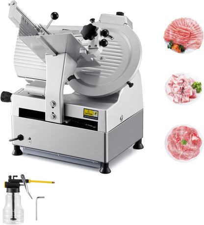 VEVOR Meat Slicer, 7.5 inch 200W Electric Deli Slicer Machine with SUS420 Blade, 0-0.6 inch Adjustable Thickness, ETL Certified Home Food-Slicer for Meat, Ham, Baguett, Steak