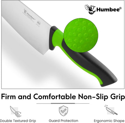 7.5-Inch Nakiri Knife, High Carbon Stainless Steel Hollow Grind Blade, Razor Sharp Edge, Ergonomic Non-Slip Handle, Cleaver Style, DT-50 Series, Orange
