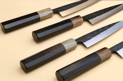Yoshihiro High Performance SLD Kurouchi Petty Utility Knife Ebony Handle with Saya Cover (5.3"(135mm) & Saya)