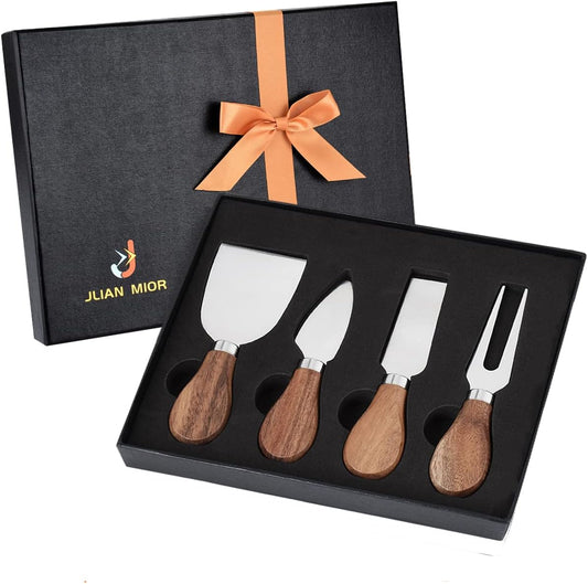 Exquisite 4-Piece Cheese Knives Set, Complete Stainless Steel Cheese Knife Collection (Gift-Ready)