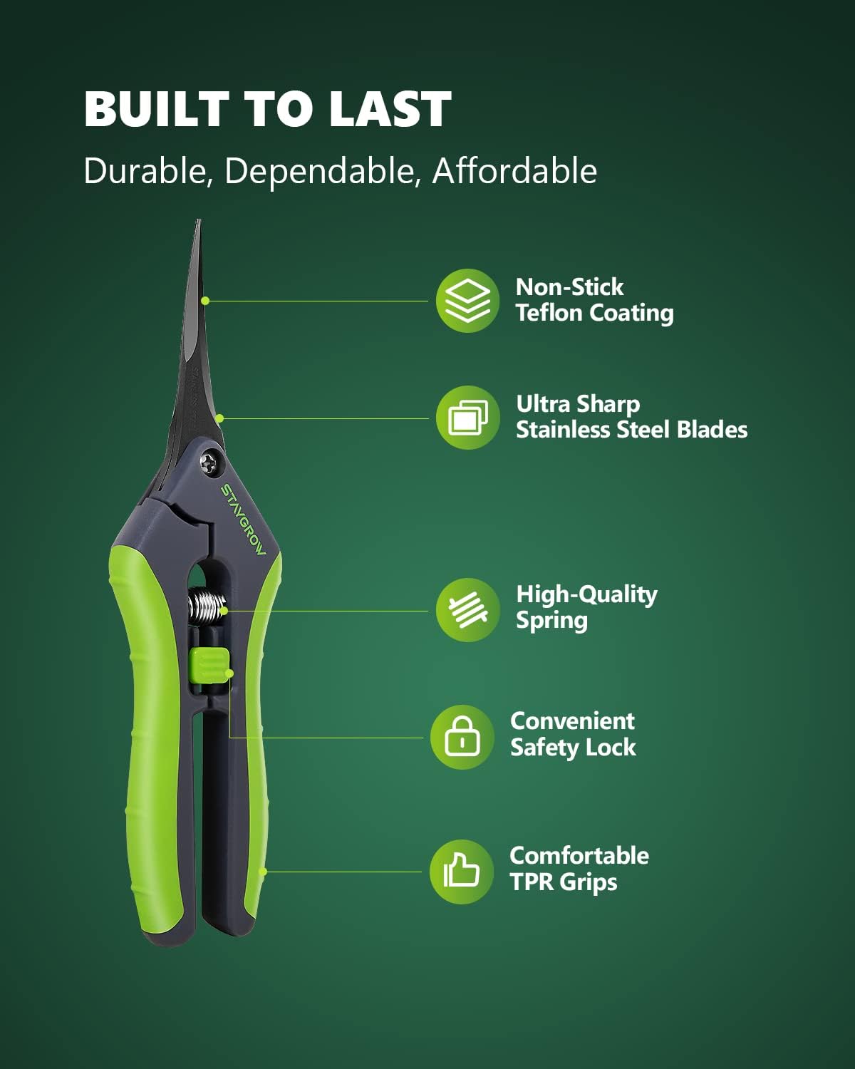2pcs 6.5" Pruning Shears for Gardening, Ultra Sharp Garden Scissors for Precise Cuts, Stainless Steel Bonsai Clippers with Spring Loaded, 6.5 Inch Garden Shears (1pc Straight & 1pc Curved)