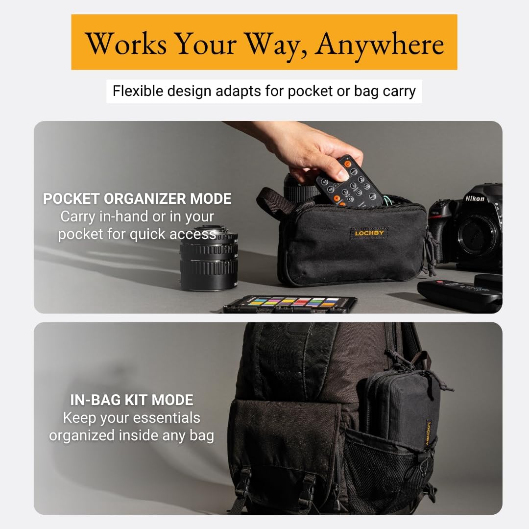 LOCHBY® Venture Pouch | Multipurpose Tactical Tool Bag | Water Resistant Waxed Canvas | Dual-Sided Zipper Pouch | for Motorcycle, Bike, EDC, Pen, Pencil, Art, Tech & Travel