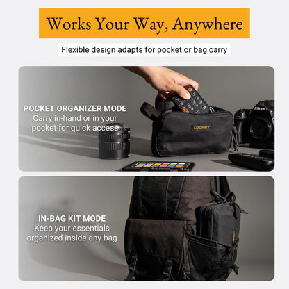 LOCHBY® Venture Pouch | Multipurpose Tactical Tool Bag | Water Resistant Waxed Canvas | Dual-Sided Zipper Pouch | for Motorcycle, Bike, EDC, Pen, Pencil, Art, Tech & Travel