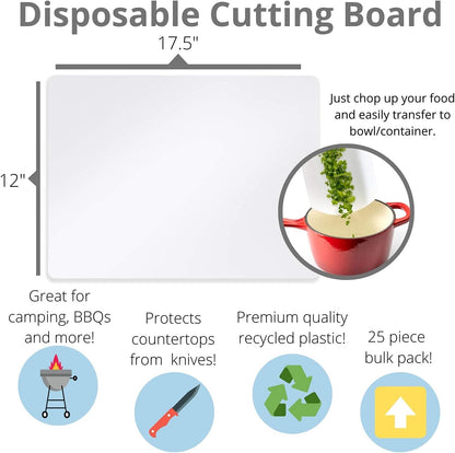 Crown Display Disposable Cutting Boards for Kitchen 15 Count Black Cutting Board 10 Inch X 13.5 Inch Flexible Cutting Boards For Kitchen ~ Patent Pending ~ Recyclable Disposable Cutting Board Sheets