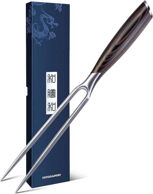 HOSHANHO Carving Slicing Knife, 12 Inch Japanese High Carbon Steel Brisket Knife with Ergonomic Pakkawood Handle, Razor Sharp Curved Butcher Breaking Knives for Meat Cutting