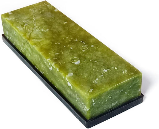 Knife Sharpening Stone,10000 Grit Sharpener Whetstone Final Fine Polishing Natural Green Honing Oilstone for, Knives Tools,Cutting Tools, Angle Guide and Non-Slip Rubber Base (SET-D) ﻿