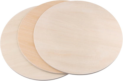 SHEUTSAN 12 PCS 11.8 Inch Wood Circles, 1/4 Inch Round Wood Sheets, Unfinished Wood Rounds Cutout for Handicrafts, Model Making, Painting, Decorating