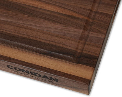 CONSDAN Walnut Cutting Board for Kitchen, USA Grown Hardwood, 20 x 15, with Invisible Inner Handle, Prefinished with Food-Grade Oil, Suitable for Kitchen Edge Grain, 1" Thick