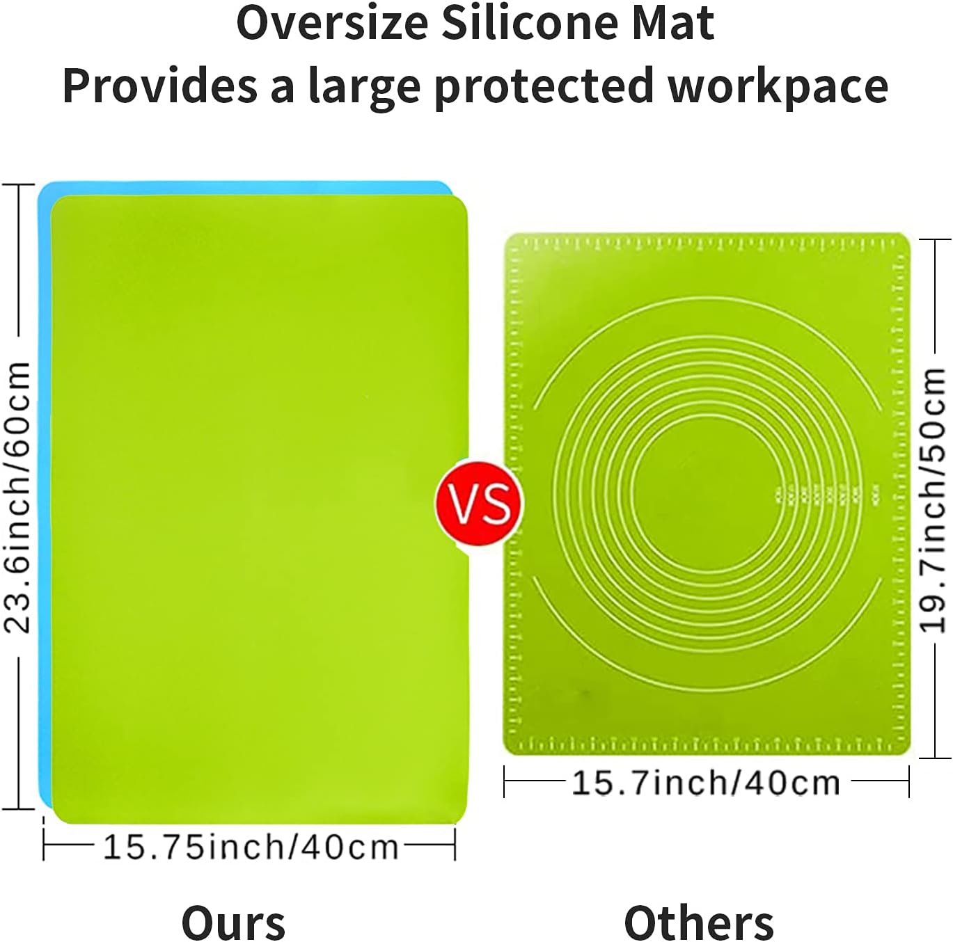 Extra Large Dark Green Countertop Mat - Silicone Table Kitchen Desk Mat - Non-Slip & Heat Resistant - Dinner Placemat Pastry Dough Rolling Mat - Colors B