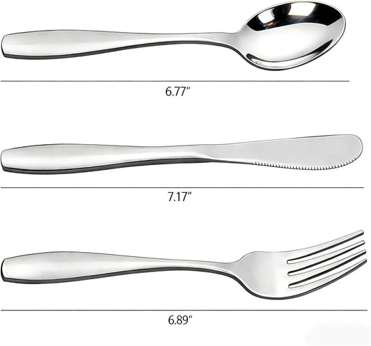 3-Piece Stainless Steel Picnic Cutlery, Portable Silverware Set for Work, Travel Utensil Set w/Case, 4-Pack