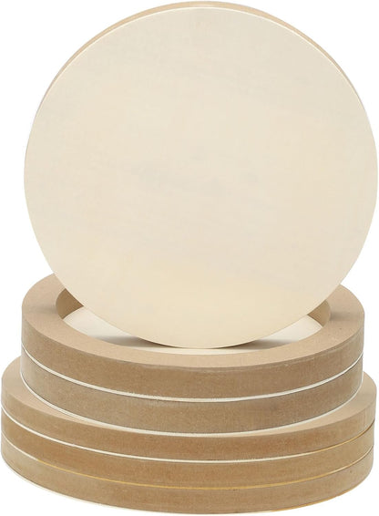 PATIKIL 8" Round Wood Canvas Panels, 6pcs Unfinished Wood Plaque Disc Circle Board for Craft Projects, Art Painting, Carving, Engraving, DIY