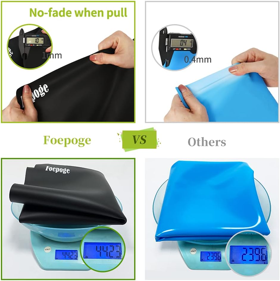 36.2" x 24" Extra Large Silicone Mat for Epoxy Resin, Nonstick Silicon Mats for Crafts Jewelry Casting, Non-Slip Kitchen Table Placemats for Countertop Protector Heat Resistant by Foepoge, Black