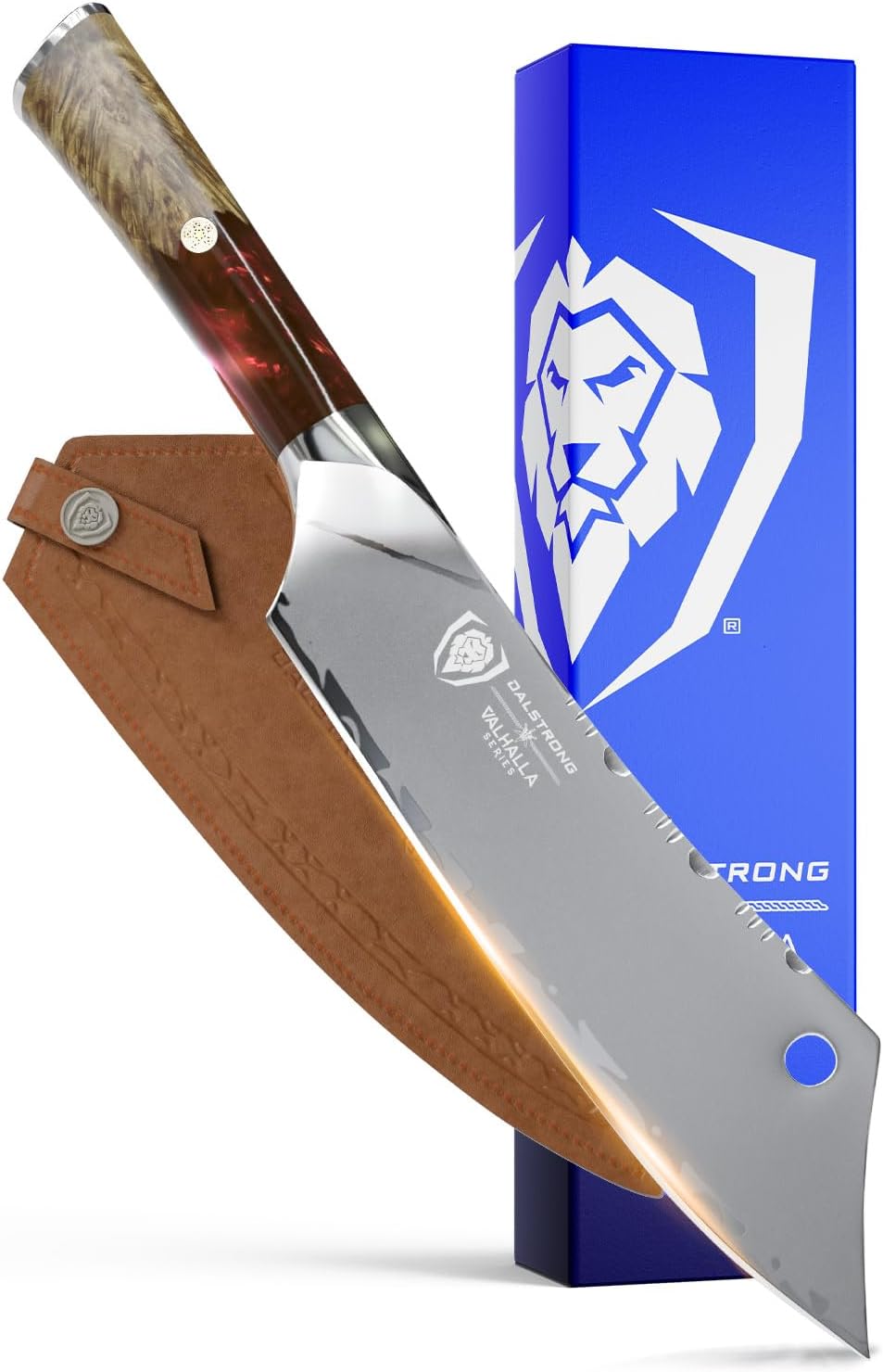 Dalstrong Chef & Cleaver Hybrid Knife - The 'Crixus' - 8 inch - Valhalla Series - 9CR18MOV HC Steel - Celestial Resin & Wood Handle - Razor Sharp Chef's Knife - w/Leather Sheath