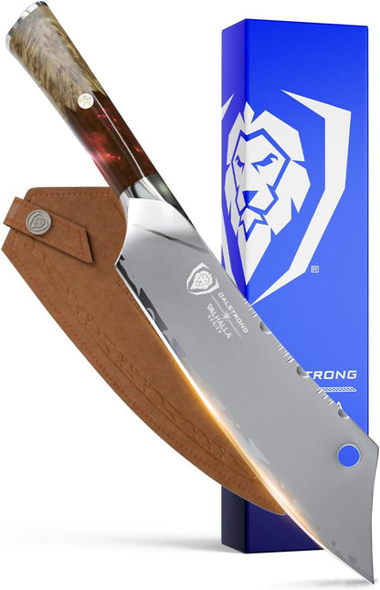 Dalstrong Chef & Cleaver Hybrid Knife - The 'Crixus' - 8 inch - Valhalla Series - 9CR18MOV HC Steel - Celestial Resin & Wood Handle - Razor Sharp Chef's Knife - w/Leather Sheath