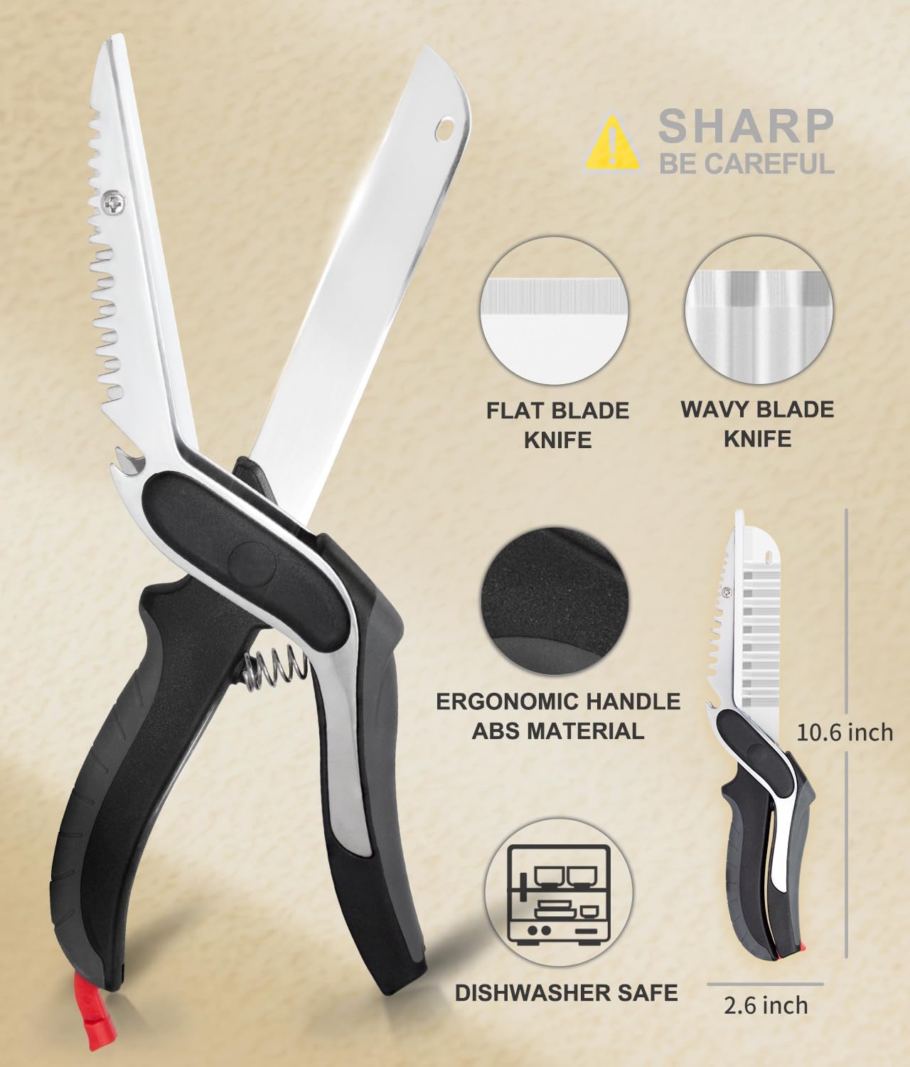 7 in 1 Kitchen Scissors for food,Detachable kitchen shears, Tomato Knife Chops Cutting Board Scissors with Safety Lock for food Meat Cheese Vegetable Fruit,Dishwasher Safe