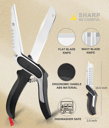 7 in 1 Kitchen Scissors for food,Detachable kitchen shears, Tomato Knife Chops Cutting Board Scissors with Safety Lock for food Meat Cheese Vegetable Fruit,Dishwasher Safe