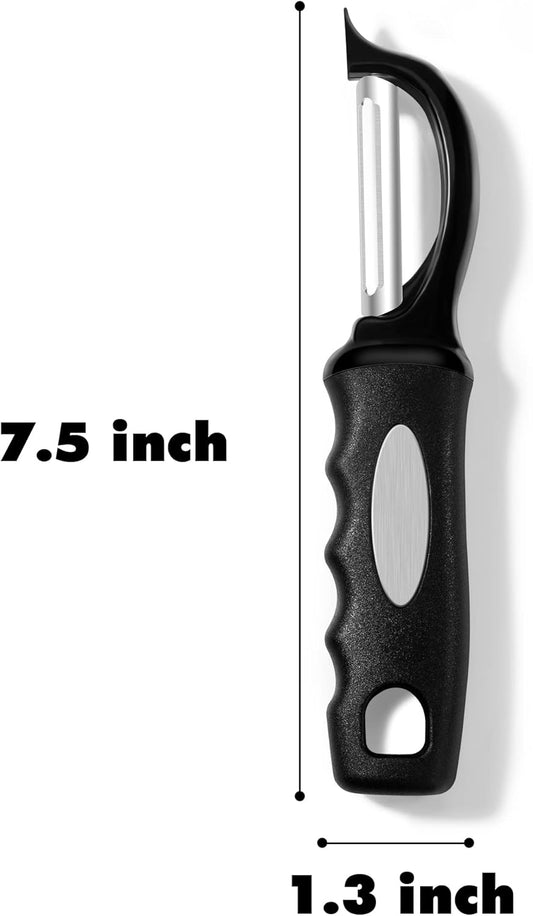 Rainspire Vegetable Peeler Potato Peelers for Kitchen, Sharp Stainless Steel Blades Veggie, Comfortable Handle Fruit Peeler, Carrot Peeler Apple Peeler Dishwasher Safe Black, 1-Pack