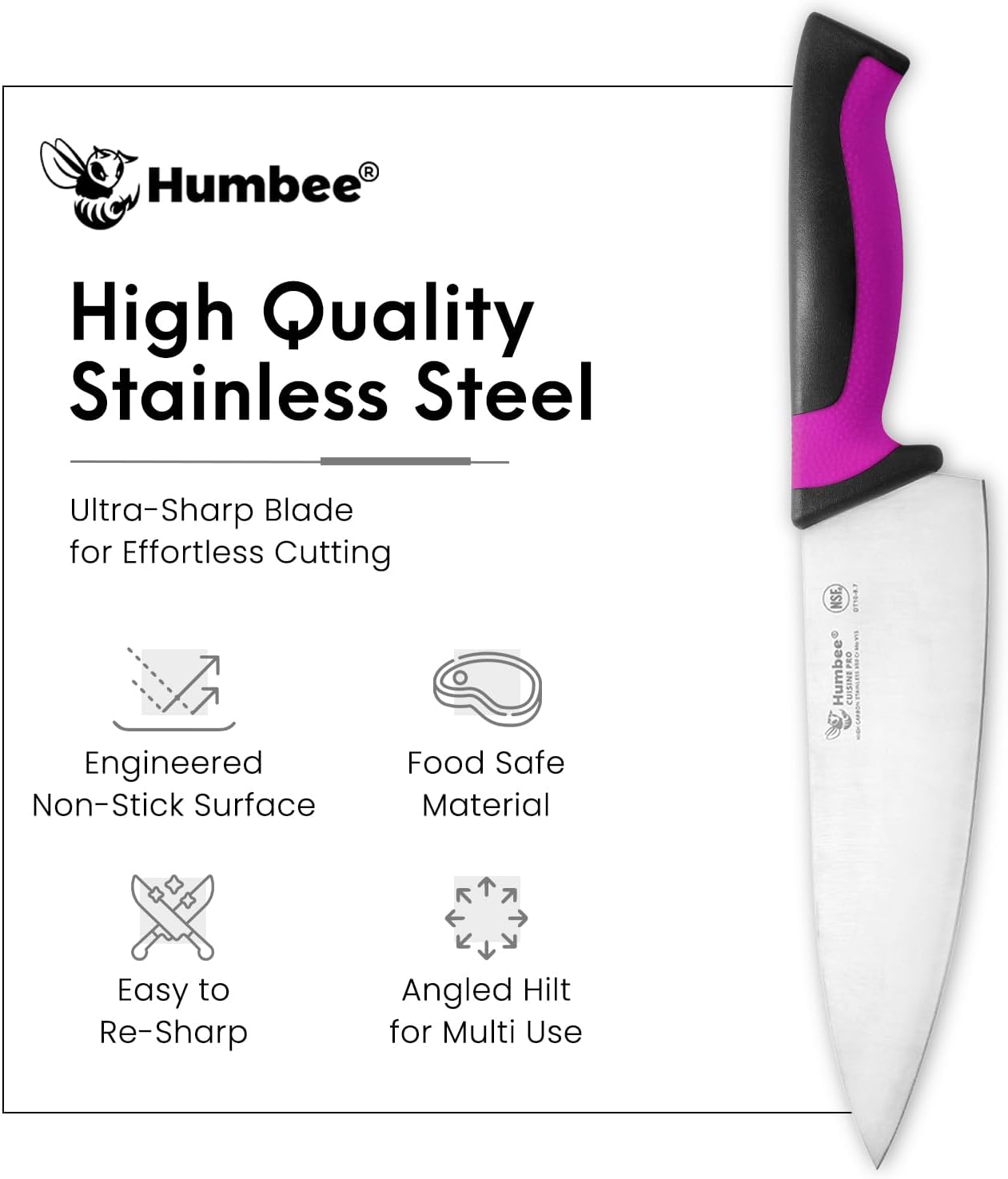 7.5-Inch Nakiri Knife, High Carbon Stainless Steel Hollow Grind Blade, Razor Sharp Edge, Ergonomic Non-Slip Handle, Cleaver Style, DT-50 Series, Orange