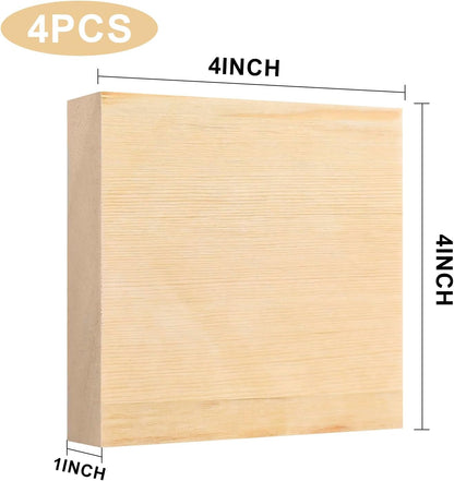 4 Pcs Unfinished Pine Wood Blocks, 3x10x1 Inch Wooden Block, Wood Carving Blocks for Crafting Home Crafts DIY Supplies Carving Crafting