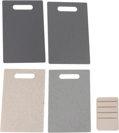 4pcs Chopping Board Set, Multipurpose Kitchen Cutting Board with Storage Rack, Food Grade Plastic Safe, Easy to Clean, Size 11.14x7.28in